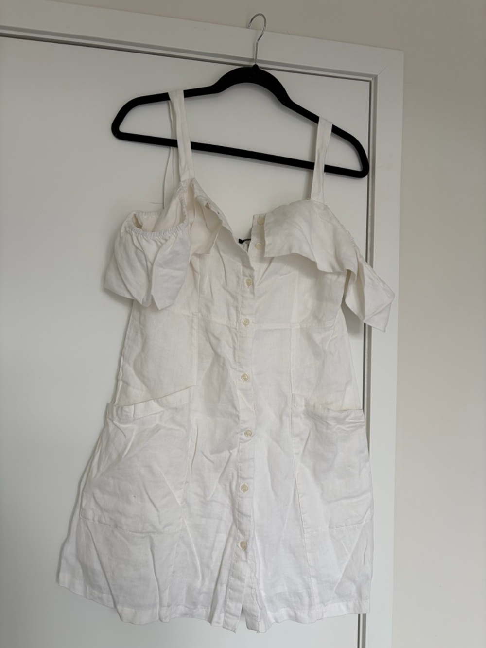 Vince Camuto White Button-Front Shirt Dress